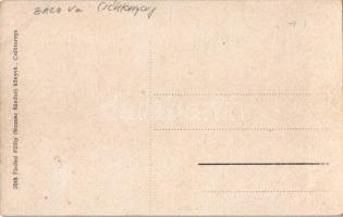 Csáktornya, Cakovec; Árpád tér, templom, Singer varrógép üzlet. Fischel Fülöp kiadása / square, chur...