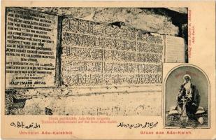 1911 Ada Kaleh, Török emléktábla a szigeten, Bégo Mustafa / Turkish memorial plaque and Bego Mustafa