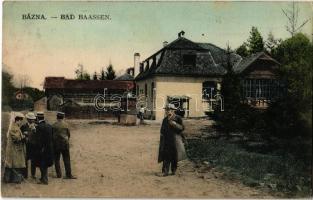 1912 Bázna-fürdő, Felsőbajom, Baiumul de Sus, Baassen, Baile Bazna; vendéglő. Fritz Guggenberger kiadása / restaurant (EB)