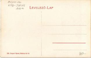 Breznóbánya, Brezno nad Hronom; Piac, városháza, Harangláb, építési terület fahasábokkal. Szigeti ki...