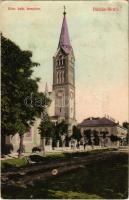 1908 Buziásfürdő, Baia Buzias; Római katolikus templom, Nagy szálloda, disznó. Francz testvérek kiadása / church, grand hotel, pig (EK)