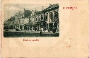 1900 Eperjes, Presov; Fő utca, Gregor Endre üzlete. Kósch Árpád kiadása, Fénynyomat Divald / main street, shop