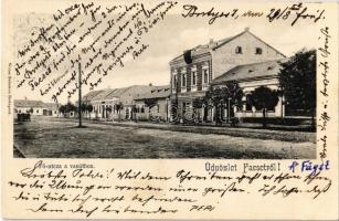 1902 Facset, Facsád, Faget; Fő utca a vasúthoz, Mailander Rafael üzlete. Weisz Salamon kiadása / main street to the railway station, shop