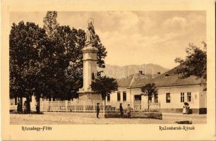 Rózsahegy, Ruzomberok; Fő tér, Szeplőtelen Szűz Mária szobra. Klimácek Sándor kiadása 1912/203. / Rynok / main square, statue