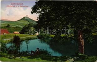 1916 Selmecbánya, Schemnitz, Banská Stiavnica; Mihály tárói tó a Kálváriával, kiadja Joerges / lake with the calvary (EK)