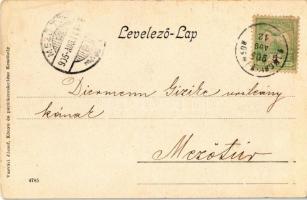 1905 Keszthely, Csónakázók a Balaton partról nézve. Vasvári József kiadása