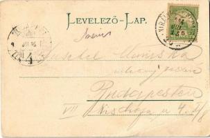 Kisújszállás, Nagy vendéglő, Kir. Járásbíróság. Witz Márton kiadása, Art Nouveau, floral (EB)