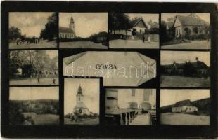 1937 Gomba (Monor), Református templom és belseje, református iskola, községháza, Hangya szövetkezet üzlete és saját kiadása (Rb)