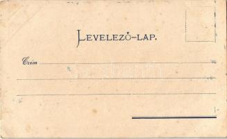 Dombóvár, vasútállomás, Városi szálloda, Katolikus templom, Főszolgabírói hivatal, este. Art Nouveau...