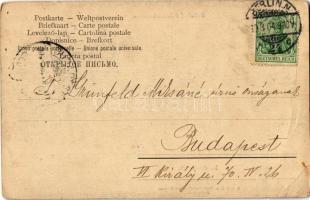 1904 Berlin, Bahnhof Friedrichstrasse, Im Gespräch / railway station, street view with advertising p...