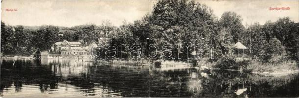 1908 Szováta-fürdő, Baile Sovata; Medve-tó. Kinyitható panorámalap / lake. Folding panoramacard