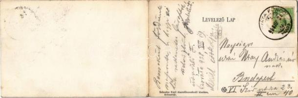 1908 Szováta-fürdő, Baile Sovata; Medve-tó. Kinyitható panorámalap / lake. Folding panoramacard