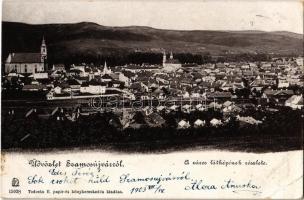1903 Szamosújvár, Gherla; látkép templomokkal és vasútállomással. Todorán E. kiadása / general view with churches and railway station (EK)