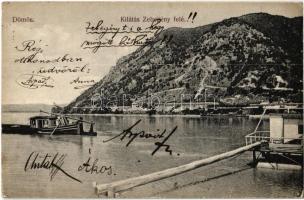 1906 Dömös, Kilátás Zebegény felé, hajó (EK)