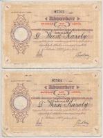 Románia / Satu-Mare (Szatmár) 1922. Szatmár Vármegyei Takarépénztár Részvénytársaság névre szóló részvénye 600L-ről (2x) egyugrásos sorszámkövetők, szelvényekkel, szárazpecséttel, hátlapon román bélyeggel és bélyegzéssel valamint kézírásos megjegyzéssel T:III / Romania / Satu-Mare (Szatmár) 1922. Szatmár Vármegyei Takarépénztár Részvénytársaság share with the shareholders name, about 600 Lei (2x), sequential serials with leap, with coupons, on the reverse Romanian stamps and cancellations and handwritten notes C:F