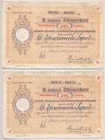 Románia / Satu-Mare (Szatmár) 1922. Szatmár Vármegyei Takarépénztár Részvénytársaság névre szóló 5db részvénye egyben, összesen 3000L-ről (4x) sorszámkövetők, szelvényekkel, szárazpecséttel, hátlapon román bélyegek és bélyegzés T:II,II- / Romania / Satu-Mare (Szatmár) 1922. Szatmár Vármegyei Takarépénztár Részvénytársaság share with the shareholders name, five shares in one in sum total of 3000 Lei (4x), sequential serials, with coupons, Romanian stamps and cancellations on backside C:XF,VF