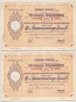 Románia / Satu-Mare (Szatmár) 1922. Szatmár Vármegyei Takarépénztár Részvénytársaság névre szóló 10db részvénye egyben, összesen 6000L-ről (4x) sorszámkövetők, szelvényekkel, szárazpecséttel, hátlapon román bélyegek és bélyegzés T:II,II- / Romania / Satu-Mare (Szatmár) 1922. Szatmár Vármegyei Takarépénztár Részvénytársaság share with the shareholders name, ten shares in one in sum total of 3000 Lei (2x), sequential serials, with coupons, Romanian stamps and cancellations on backside C:XF,VF