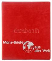 Münz-Briefe aus aller Welt piros négygyűrűs berakó, 27db kettes osztású berakólappal érmés borítékok számára