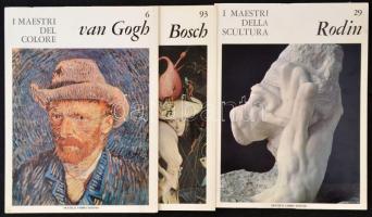 3 db művészeti képes lapozó: Rodin, van Gogh, Hyeronimus Bosch, olasz nyelvű bevezetővel. Kiadói papírkötés, jó állapotban.
