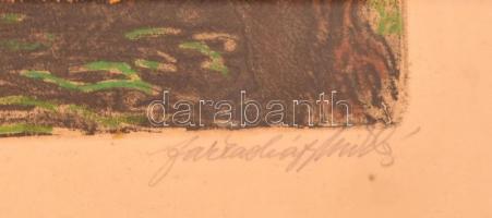 Farkasházy Miklós (1895-1964): Áprilisi napsütés. Színezett rézkarc, papír, jelzett, foltos, üvegeze...