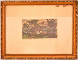 Farkasházy Miklós (1895-1964): Áprilisi napsütés. Színezett rézkarc, papír, jelzett, foltos, üvegeze...