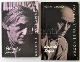 Arcok és vallomások 2 kötete:  Rónay György: Kassák Lajos.  Tüskés Tibor: Pilinszky János. Bp.,1971-1986, Szépirodalmi. Kiadói papírkötés.