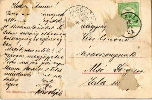 1912 Egervár, utca, vasútállomás, Római katolikus templom, várkastély (Rb)