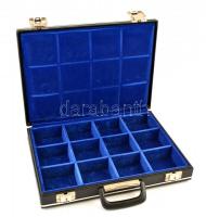 Műbőr zsebóra tároló aktatáska, bársony belsőrésszel, 7x32x44 cm