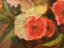 Jurij Uszanov (1947-): Virágcsendélet. Olaj, farost, jelzett, keretben, 25×35 cm