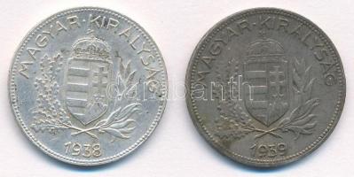 1938. 1P Ag + 1939. 1P Ag T:1-,2 patina 
Adamo P6