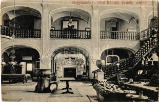 Nagykároly, Carei; Gróf Károlyi kastély belső, adrium / castle interior, hall