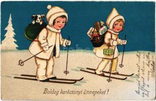 21 db régi grafikai motívumlap: művészlapok, üdvözlőlapok, gyerekek, téli sport, közte litho / 21 pre-1945 graphic motive cards: art postcards, greeting cards, children, winter sport, including litho cards