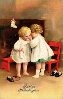 21 db régi grafikai motívumlap: művészlapok, üdvözlőlapok, gyerekek, téli sport, közte litho / 21 pr...