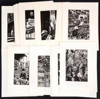 Frans Masereel (1889-1972): kb. 80 db fametszet, papír, jelzettek a metszeten, 16×11 cm