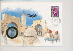 Tunézia 1983. 5M, felbélyegzett borítékban, bélyegzéssel, német nyelvű leírással T:1,2 Tunisia 1983. 5 Millim in envelope with stamp and cancellation, with German description C:UNC,XF