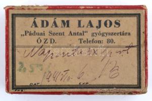 1944 Ádám Lajos "Páduai Szent Antal" gyógyszertára Ózd papírdobozka