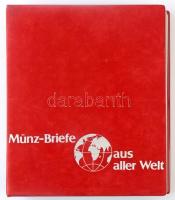 Münz-Briefe aus aller Welt piros négygyűrűs berakó, 31db kettes osztású berakólappal érmés borítékok számára