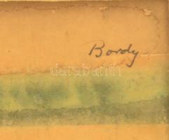 Bordy András (1905-1989): Újság olvasó férfi. Akvarell, papír, jelzett, üvegezett keretben, 43×37 cm