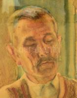 Bordy András (1905-1989): Újság olvasó férfi. Akvarell, papír, jelzett, üvegezett keretben, 43×37 cm