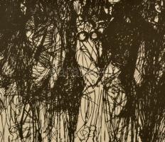 Barcsay Jenő(1900-1989): Özvegyek. Szitanyomat (72/100), papír, jelzett, üvegezett keretben, 21×25 c...