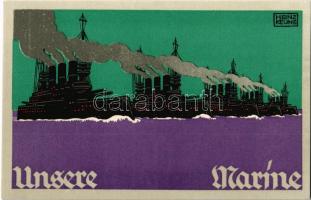 Unsere Marine. Künstler Kriegs-Postkarte 2. von J. C. König & Ebhardt / Kaiserliche Marine / WWI German navy propaganda art postcard s: Heinz Keune (gluemark)