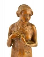 Jelzés nélkül: Női akt, bronz szobor, m: 27,5 cm