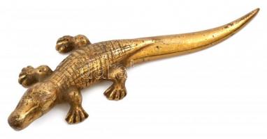 Réz krokodil, h: 17 cm
