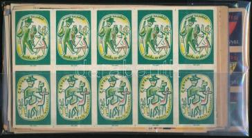 68 db vágatlan gyufacímke ívekben