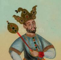 Jelzés nélkül: Indiai nemes. Festett üvegkép, keretben, 49×36 cm