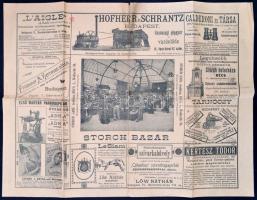 1895 Budapest fő- és székváros legújabb tervrajza, kiadja: Kosmos műintézet, szakadással, 41,5×32,5 ...
