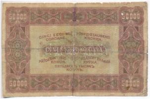 1923. 50.000K "Orell Füssli" piros sor- és sorozatszám T:IV ragasztott, lyuk Adamo K45
