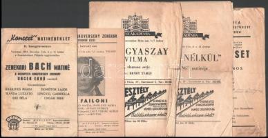 1943-1944 5 db koncertprogramfüzet