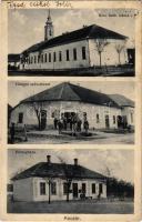 1939 Kocsér, Római katolikus iskola, Községháza, kerékpár, Hangya Szövetkezet üzlete és saját kiadása (megerősített sarok / restored corner)