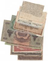 11db vegyes magyar korona és pengő bankjegy tétel, közte ellátási jegy és osztálysorsjáték T:III,III...